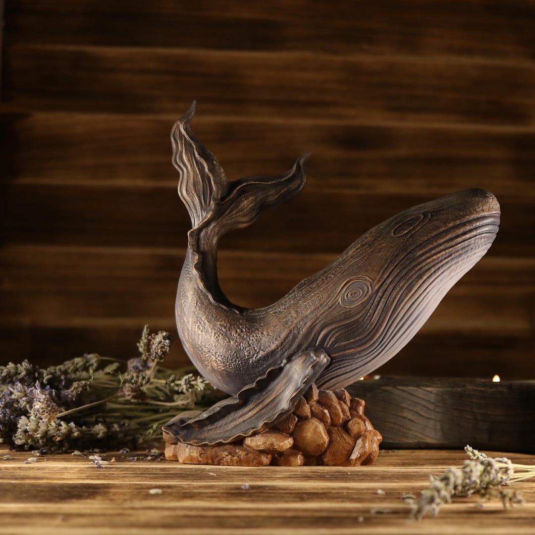 Whale Sculpture: Ash Tree Humpback Whale Decor - Etsy