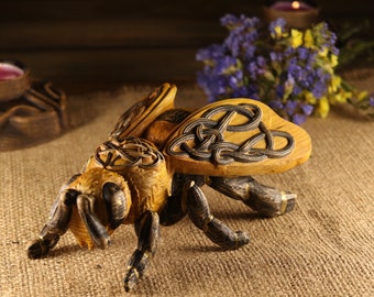 Bee sculpture Wooden bee Bee figurine Insect statue Insect carving Wood figurine Bee home decor Bee art Bee gift Wood statue Animal figurine