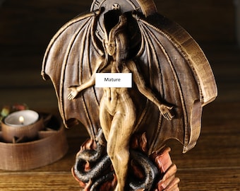 Lilith Statue: Wooden Altar Decor, Mesopotamian Goddess