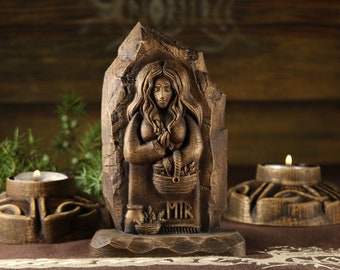 Wooden Norse Goddess Eir Statue: Asatru Altar Decor