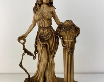 Ariadne Statue Greek Goddess of Thread, Mythology Light Ash Wood Carving Dionysus