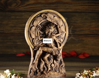 Kali Statue: Wooden Hindu Goddess Durga Altar Decor