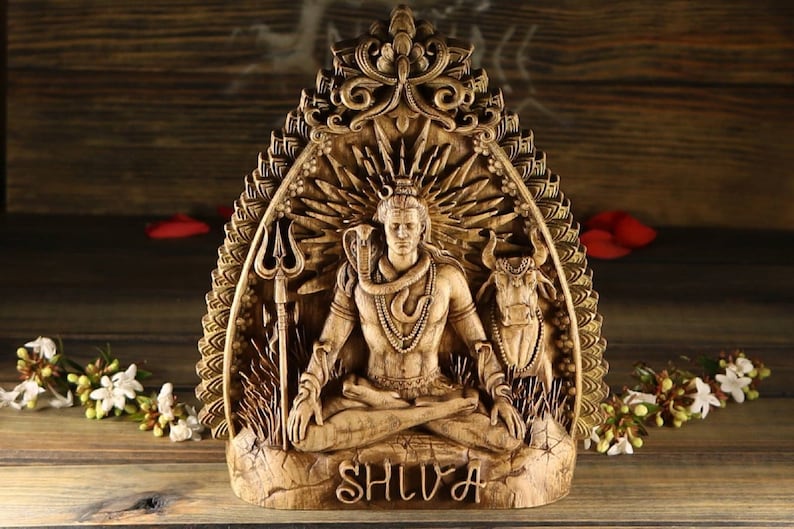 Estatua de Shiva, Señor Shiva, dioses hindúes, arte hindú Siva estatuas hindúes Om namah shivay Trishula deidad hindú Rudra decoración hindú altar hindú imagen 1