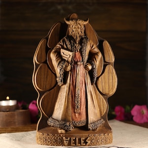 Handgemachte Veles Statue: Slawischer Pagan Gott Holzschnitzerei