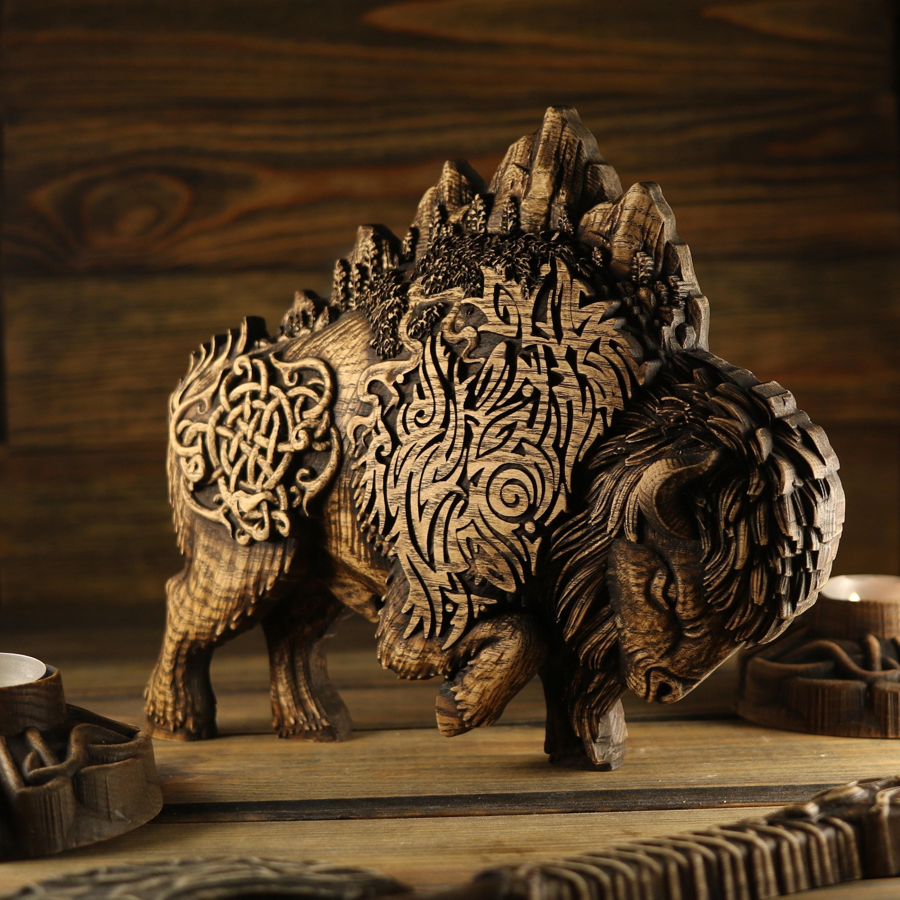 Bison Statue: Norse Celtic Decor - Etsy