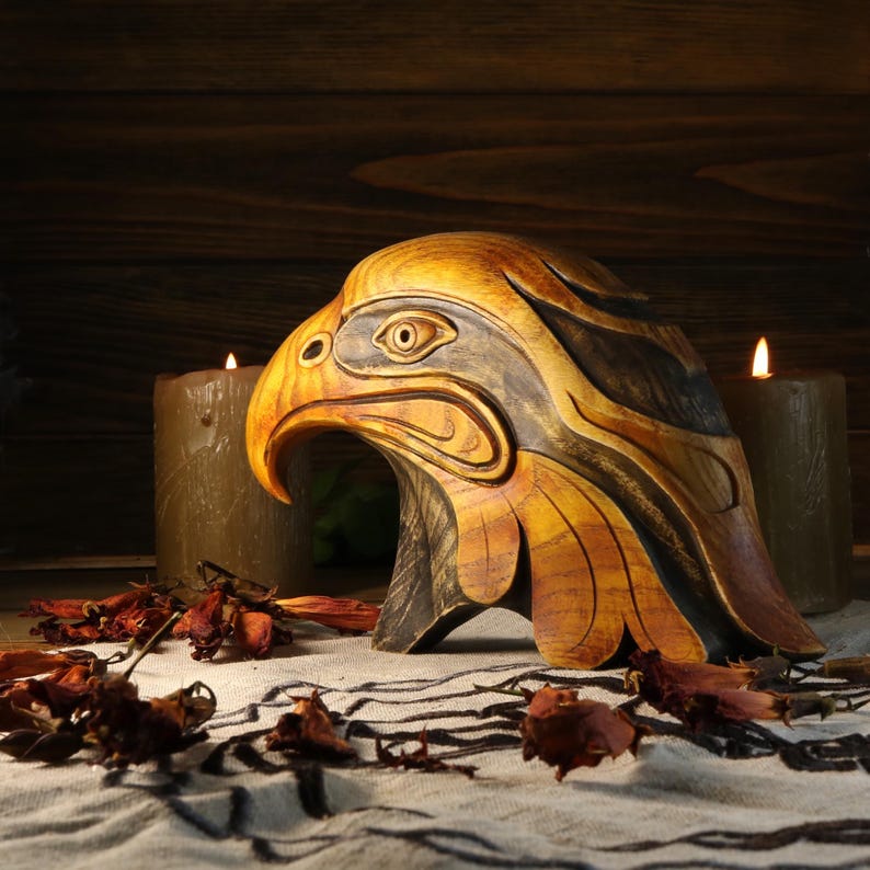 Wooden Eagle Head Sculpture: Maori Style Figurine - Etsy