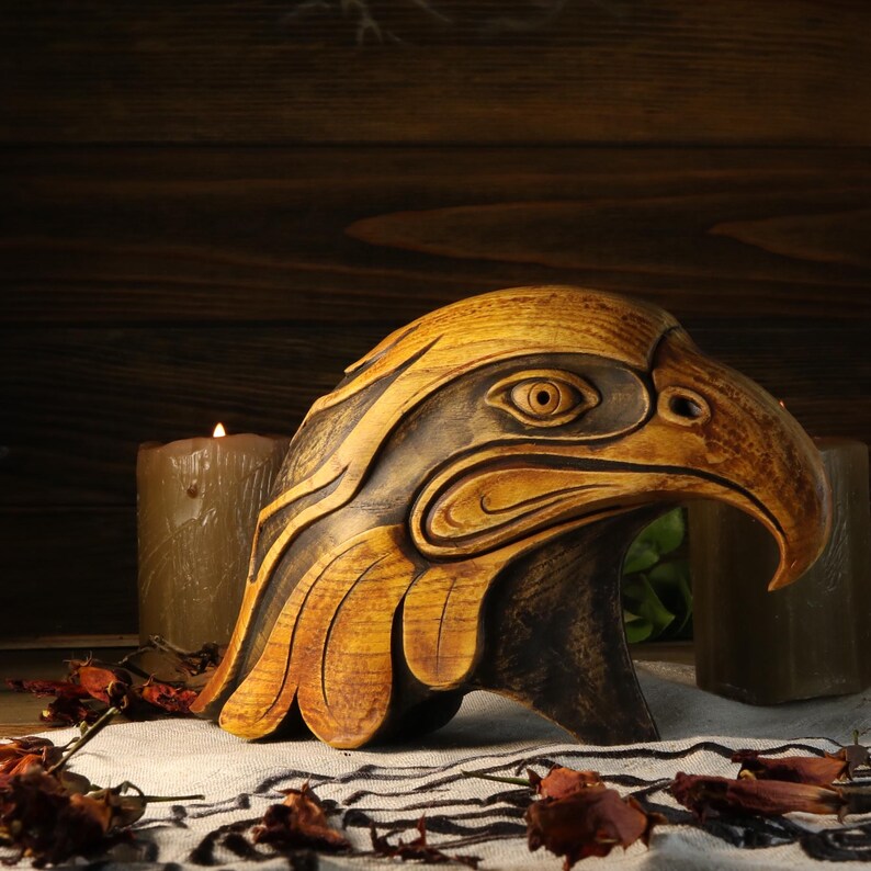 Wooden Eagle Head Sculpture: Maori Style Figurine - Etsy