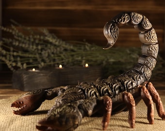 Scorpion Wooden Statue Zodiac Scorpio Carving Gothic Altar Decor Totem Insect Idols Gift