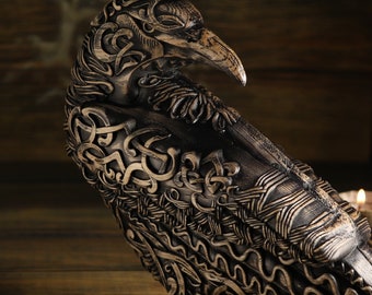 北欧のカラスの像：木彫り、バイキングの装飾 - Etsy 日本