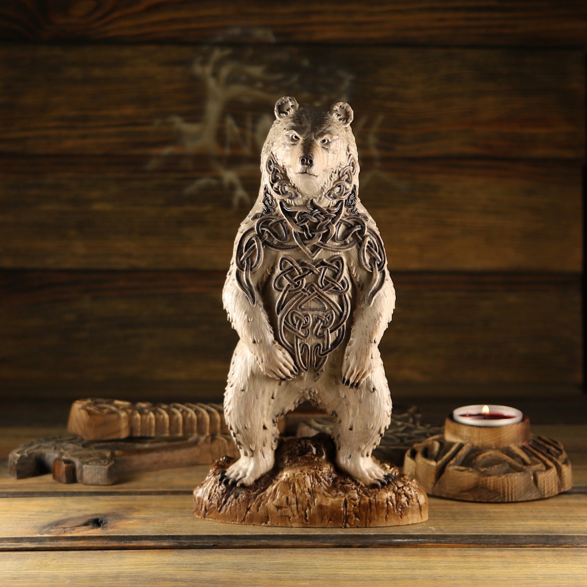 Celtic Bear Statue: Gaulish Artio Goddess, Norse Pagan Wood