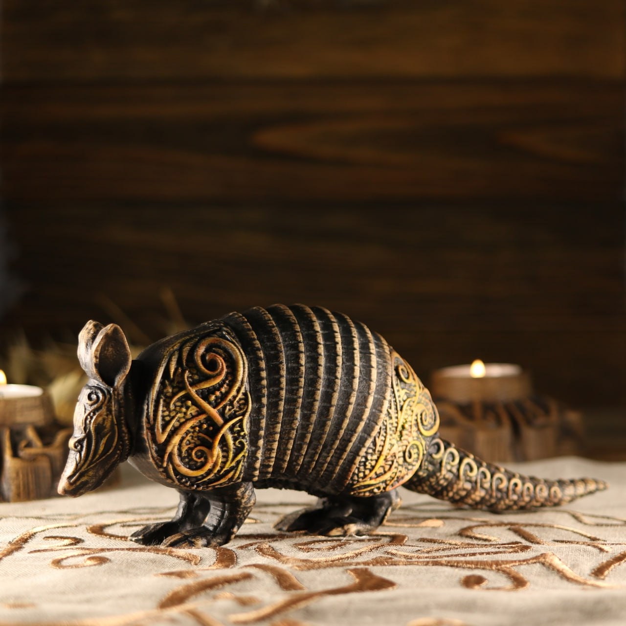 Carved Wooden Armadillo Statue: Ash Wood Folk Art - Etsy