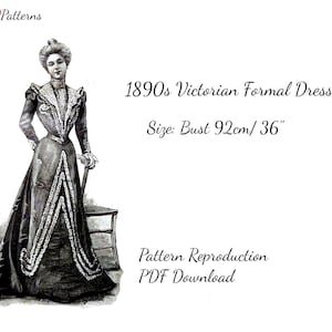 Victorian Formal Dress With Blouse Jacket and Skirt 1890s S PDF Download for a digital patter