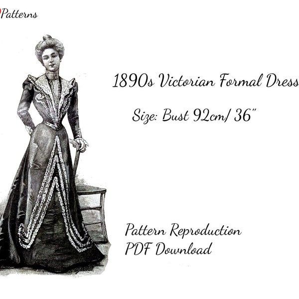 Victorian Formal Dress With Blouse Jacket and Skirt 1890s S PDF Download for a digital patter