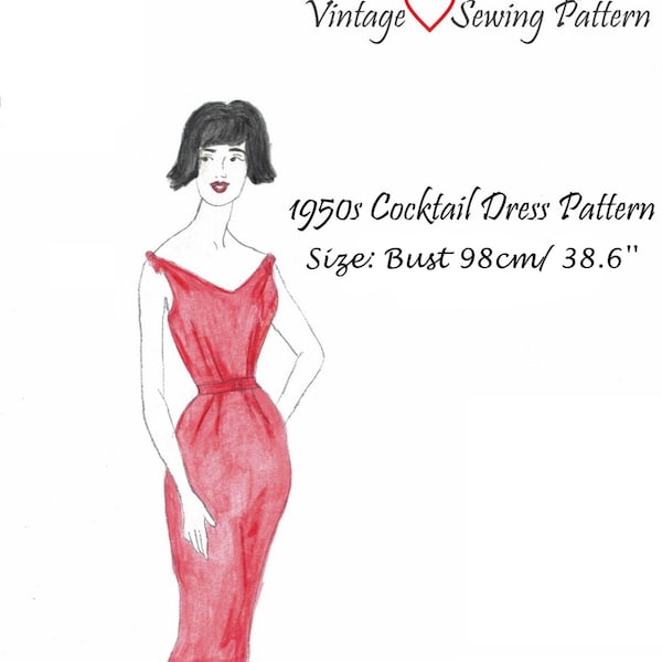Schnittmuster für ein Kleid im Stil der 1950er Jahre Größe 98 cm EU 42 Download