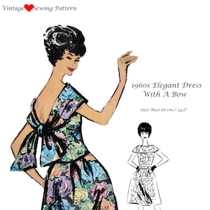 1960s Pattern for A Cocktail Dress Audrey Hepburn Size S Download