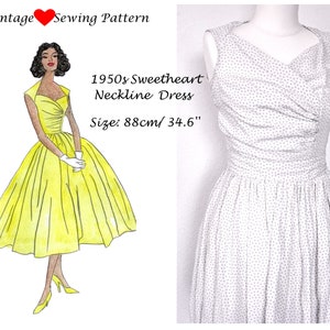 1950s Dress Pattern Marilyn Monroe Sewing Pattern Wrap Dress Cocktail Dress Size S Instant PDF Download Digitized Pattern Reproduction
