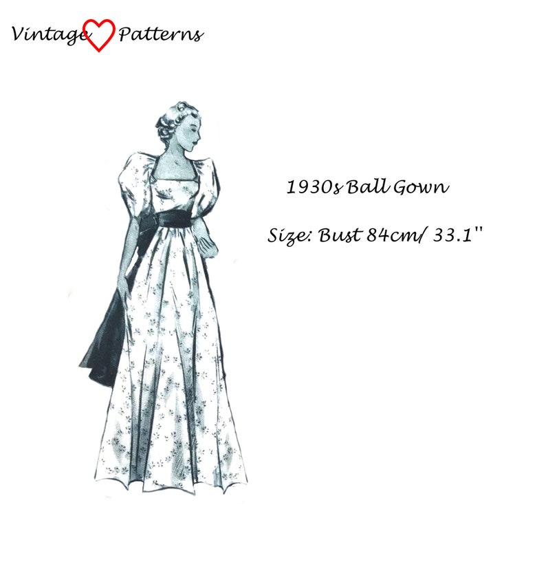 1930s Mother of the Bride/Groom Dress Ideas     1930 Ball Gown Sewing Pattern Thristies Evening Dress Vintage 30s Summer Dress Pattern Reproduction Size XS PDF Instant Download  AT vintagedancer.com