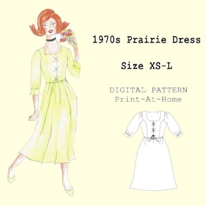 1970s Pattern for a Corset Dress in the Cottagcore Style Size S/M Download
