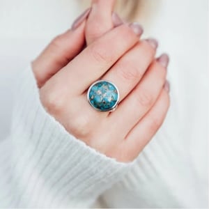 Echter Türkis Ring, Gold Türkis Ring, Kupfer Türkis Ring, Messing Ring, Boho Türkis Ring, Valentinstag Geschenk für sie