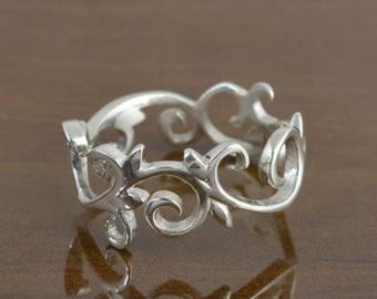 Sterling Silver Filigree Ring, Handmade Nature Jewelry