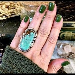 Large Turquoise Ring, Rings for Women, Boho Ring, Sterling Silver Ring, Turquoise Statement Ring, Gift For Her, Big Turquoise Ring