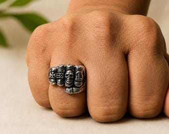 Vintage Skull Ring, Gothic Biker Statement Ring