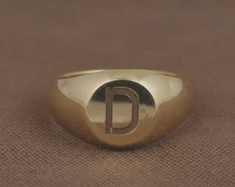 Personalised 18K Gold Signet Ring for Men, Rectangular Rings, Pinky Rings, Gifts For Him And Her,Custom Name Jewellery,Rectangle Face Ring