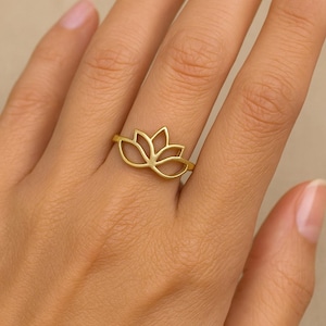 Lotus Flower Ring, Elegant Lotus Flower Ring, Lotus Symbol Ring, Flowers Ring, Dainty Ring, Gift For Her, Christmas Gift an - ncl.