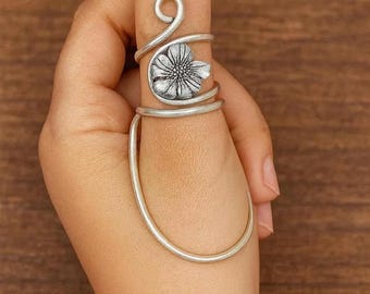 Arthritis thumb MCP splint brass and sterling silver 925, EDS splint ring