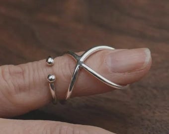 925 Sterling Silver Boho Statement Ring, Arthritis Finger Splint Band