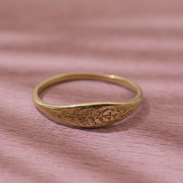 Gold Vermeil Blatt Ring: Zierlicher Blumenschmuck