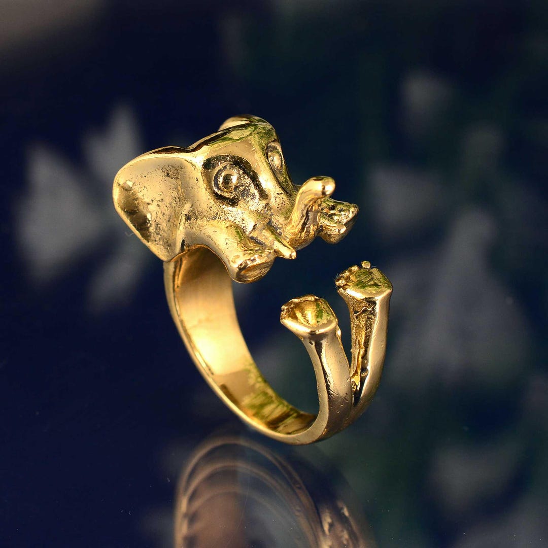 Gold Elephant Ring, Adjustable Animal Ring, Boho Safari Jewelry ...