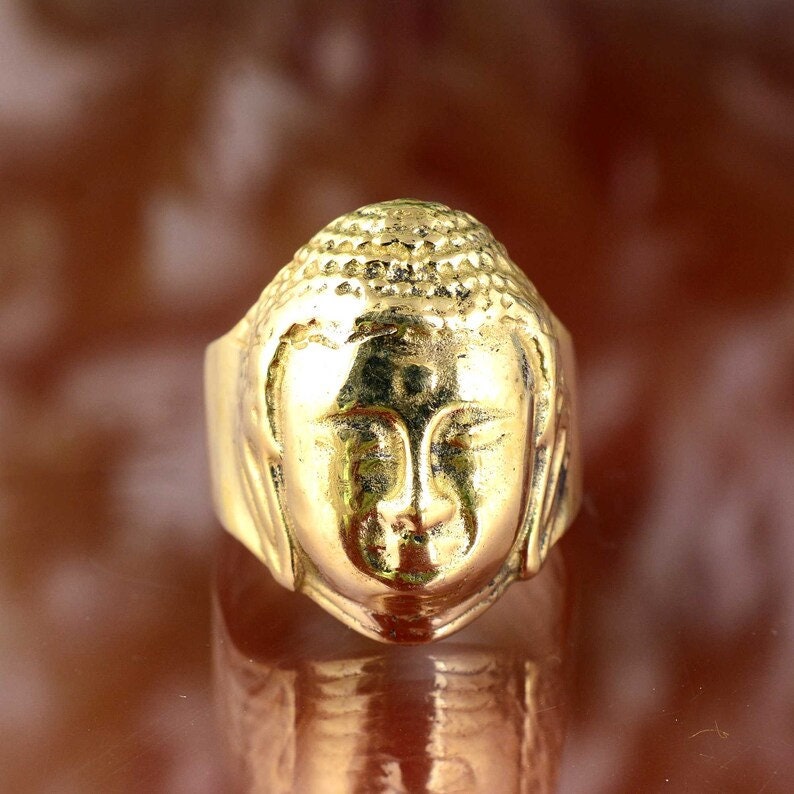 Gold Filled Buddha Ring, Handmade Brass Religious Jewelry - Etsy
