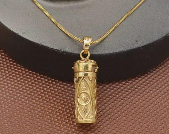 Gold Secret Message Pendant: Pill Box Locket, Gift for her.