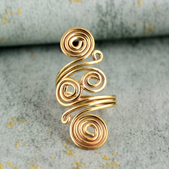 Spiral Finger Wrap Ring/ Flower Cz Gold Band Ringt CZ Diamond Wraparound  Ring Midi Thumb Ring S-539 - DLUXCA