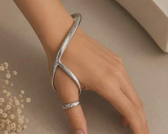 Handcrafted German Silver Arthritis Thumb Splint Bracelet Ring for CMC Joint Support and Pain Relief