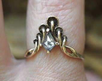 Mushroom Ring, Handmade Ring, Dainty Mushroom Jewellery, Gift Ring, Vintage Bobo Natura Jewellery, Gift For Her & Him, Gold Mushroom Ring