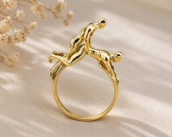 Couple Ring Lovers' Pose Ring - Intriguing and Unique Couple's Jewelry