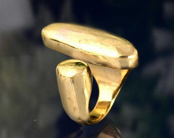 Open Ring, Gold Long Ring, Chunky Ring, Large Ring, Cuff Ring Gold, Adjustable Ring, Big Ring, Statement Ring, Girlfriend Gift, Boho Jewelry