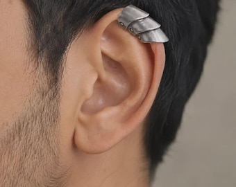 Silver Ear Cuff, Viking Ear Cuff, Men's Ear Cuff, Norse Jewelry, Gothic Ear Wrap, Celtic Ear Cuff, Medieval Ear Jewelry, Statement Ear Cuff