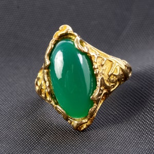 Natural Green Onyx Ring,Gold Onyx Ring, Green Gemstone Ring, Gold Green Onyx Ring, Gold Green Onyx Ring, stacking Ring, Boho Ring