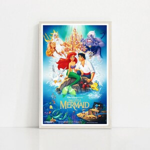 The Little Mermaid 1989 Classic Movie Canvas Poster UNFrame 8''x12'',12''x18'',14''x21'',16''x24'',20''x30'',24''x36'' H