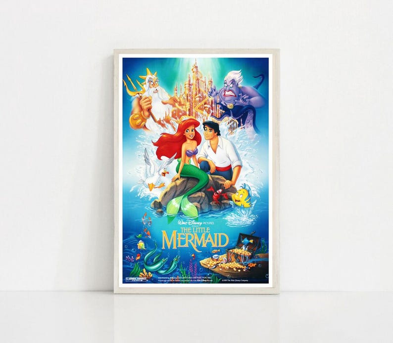 The Little Mermaid 1989 Classic Movie Canvas Poster UNFrame 8''x12'',12''x18'',14''x21'',16''x24'',20''x30'',24''x36'' H