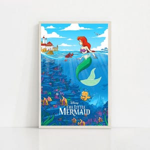 The Little Mermaid 1989 Classic Movie Canvas Poster UNFrame 8''x12'',12''x18'',14''x21'',16''x24'',20''x30'',24''x36'' E