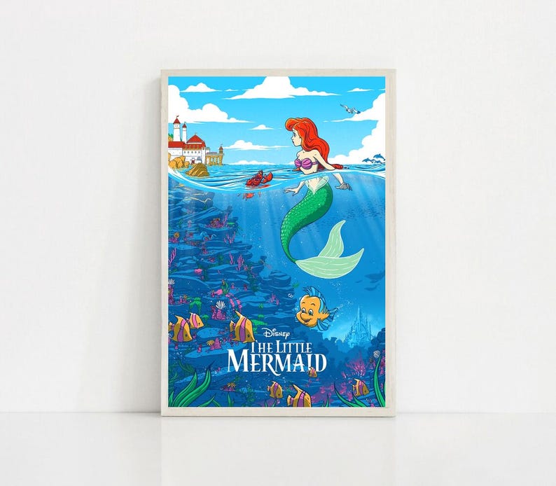 The Little Mermaid 1989 Classic Movie Canvas Poster UNFrame 8''x12'',12''x18'',14''x21'',16''x24'',20''x30'',24''x36'' E