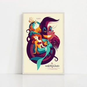 The Little Mermaid 1989 Classic Movie Canvas Poster UNFrame 8''x12'',12''x18'',14''x21'',16''x24'',20''x30'',24''x36'' M