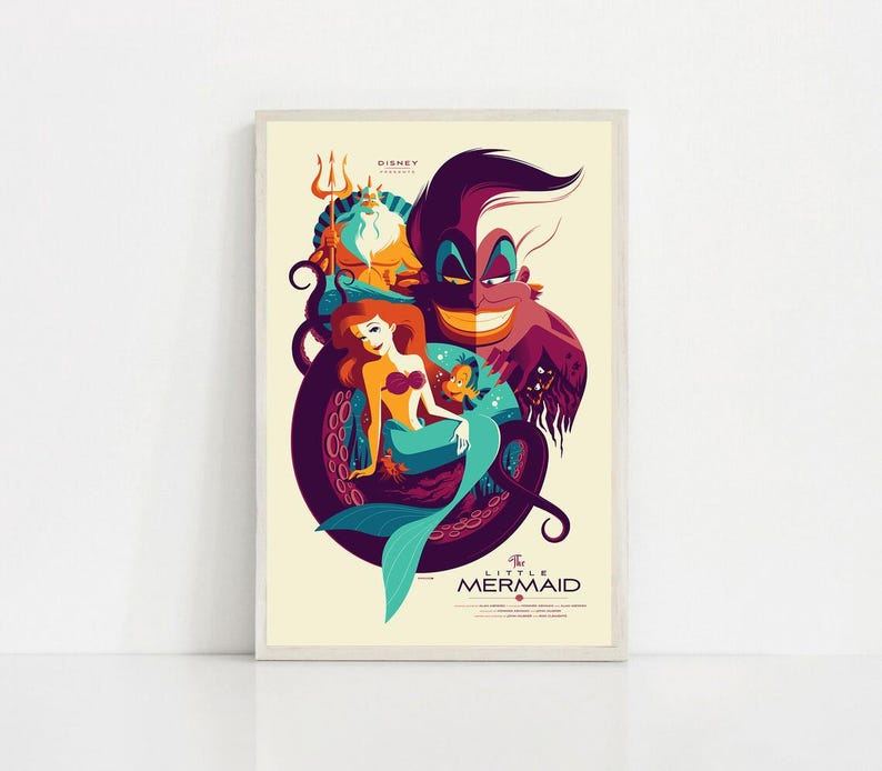 The Little Mermaid 1989 Classic Movie Canvas Poster UNFrame 8''x12'',12''x18'',14''x21'',16''x24'',20''x30'',24''x36'' M