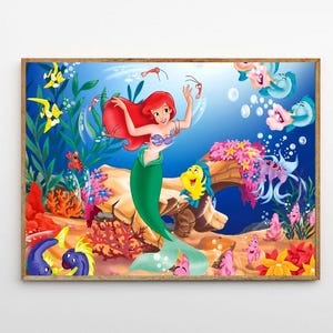 The Little Mermaid 1989 Classic Movie Canvas Poster UNFrame 8''x12'',12''x18'',14''x21'',16''x24'',20''x30'',24''x36'' S