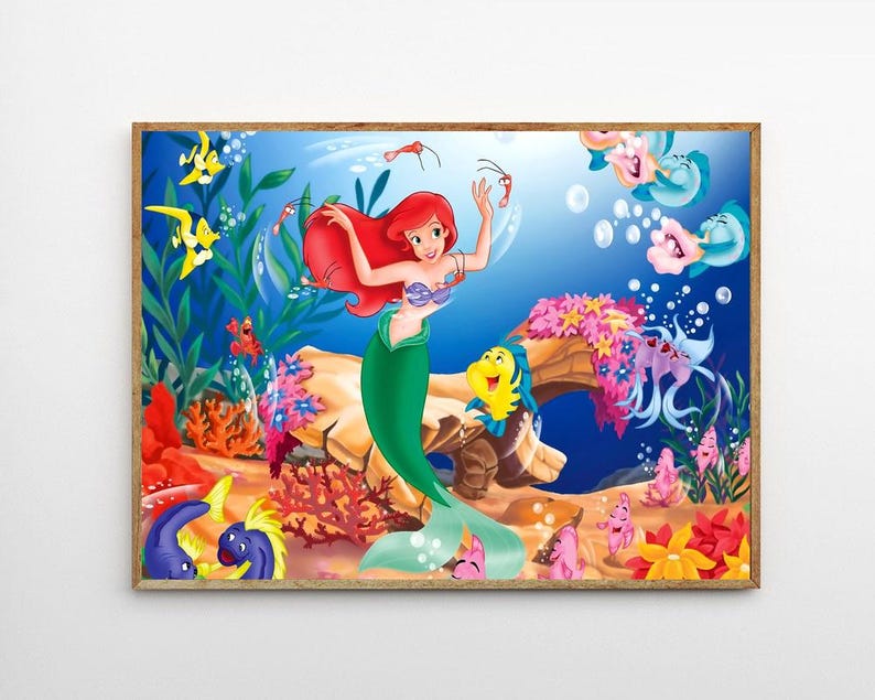 The Little Mermaid 1989 Classic Movie Canvas Poster UNFrame 8''x12'',12''x18'',14''x21'',16''x24'',20''x30'',24''x36'' S