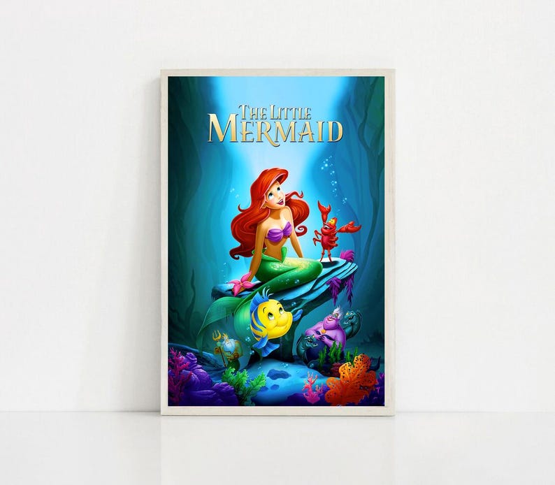 The Little Mermaid 1989 Classic Movie Canvas Poster UNFrame 8''x12'',12''x18'',14''x21'',16''x24'',20''x30'',24''x36'' L